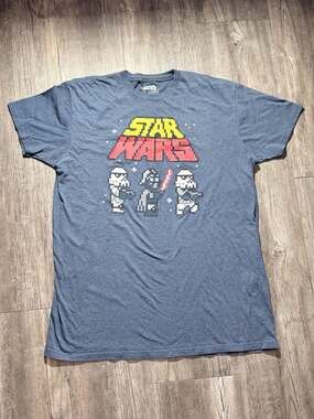 Star Wars Men's XL Pixelated Darth Vader and Stormtroopers 8-Bit Graphic T-Shirt
